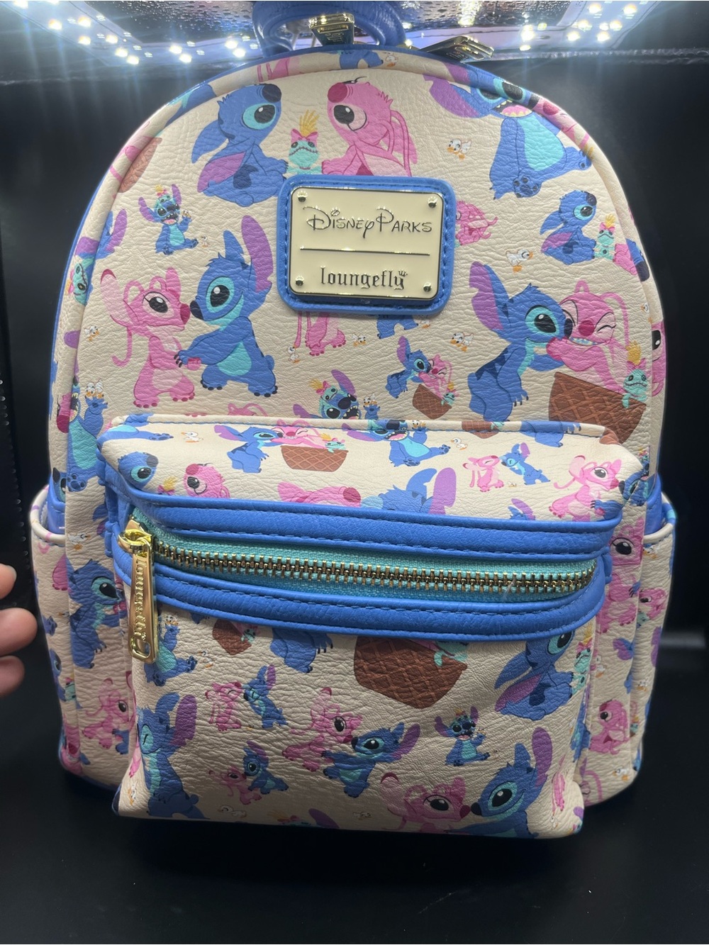 Loungefly Kids Lilo & Stitch Cream, Blue and Pink Mini Backpack